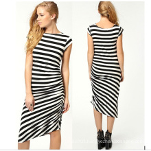 OEM 100% Cotton Sleeveless Women Sexy Stripe Dress